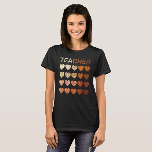 Black Teacher Magic Melanin Hearts Black History M Tシャツ (正面フル)