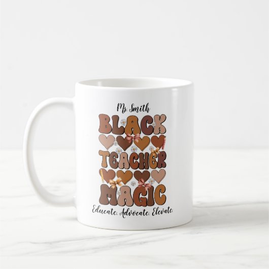 Black Teacher Magic Personalized Mug コーヒーマグカップ (左)