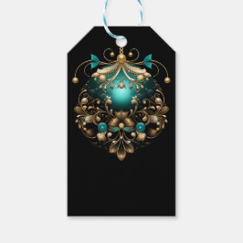 BLACK TEAL & GOLD CHRISTMAS ORNAMENT ギフトタグ