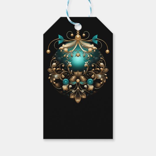 BLACK TEAL & GOLD CHRISTMAS ORNAMENT ギフトタグ (正面)