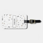 Black Terrazzo Pattern Texture ラゲッジタグ (正面横)