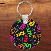 Black Text Art Symbols Abbreviations キーホルダー (正面)