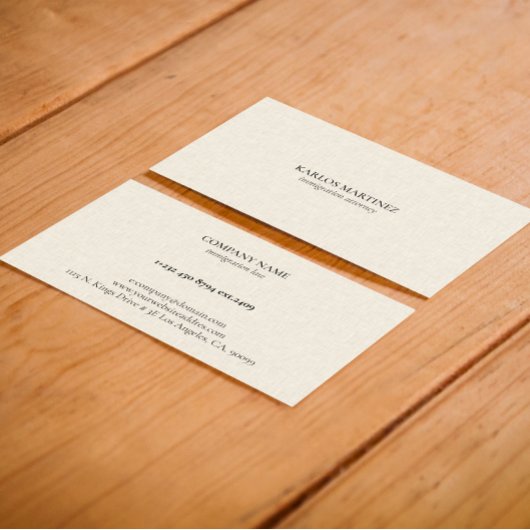 Black Text On Beige Linen Immigration Attorney 名刺
