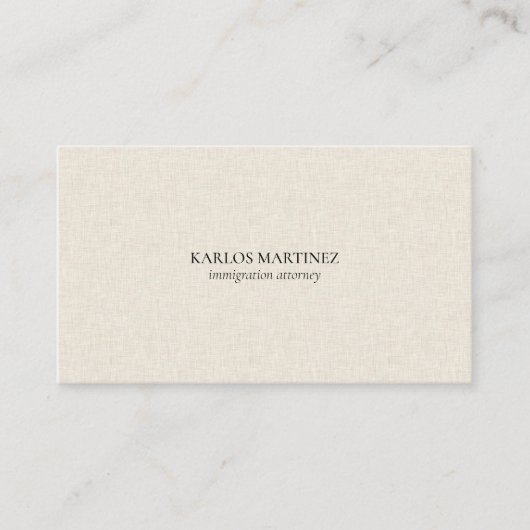 Black Text On Beige Linen Immigration Attorney 名刺 (正面)
