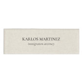 Black Text On Beige Linen Immigration Attorney 名札 (正面)