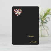 Black thank you card with a pink and red heart サンキューカード (スタンド正面)
