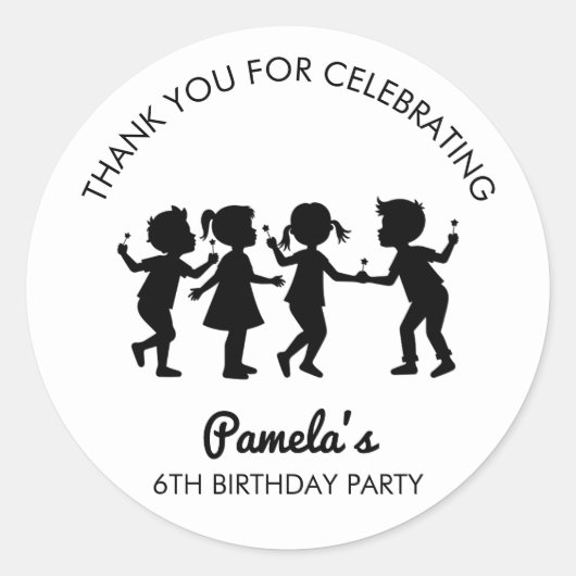 Black Thank You Cupcake Birthday Party Sticker ラウンドシール (正面)