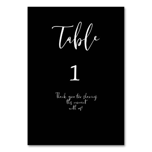 Black Thank You Sharing 結婚's Table Number テーブルナンバー (正面)