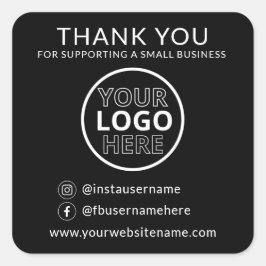 Black Thank You Supporting Small Business Logo スクエアシール
