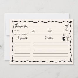 Black Thats Amore Bridal Shower Recipe Card 招待状