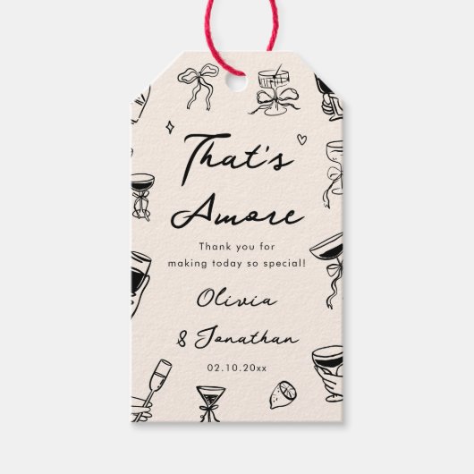 Black That's Amore Wedding Engagement Party ギフトタグ (正面)