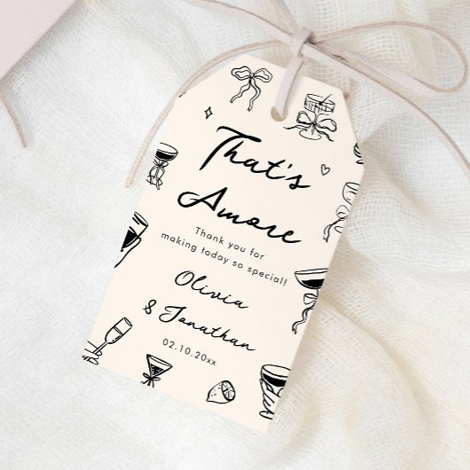 Black That's Amore Wedding Engagement Party ギフトタグ