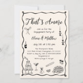 Black That's Amore Wedding Engagement Party 招待状 (正面)