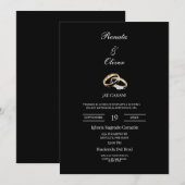 Black theme wedding ring Spanish Wedding 招待状 (正面/裏面)