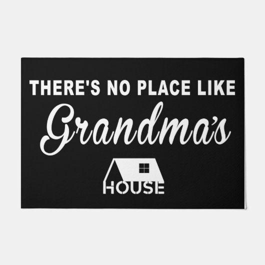 Black There's No Place Like Grandma House Mat ドアマット (正面)