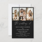 Black The's 結婚 of Photo QR code エレガント 招待状 (正面)