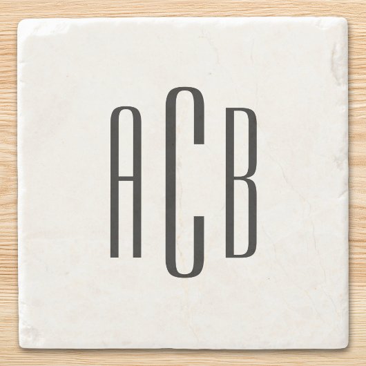 Black Three Letter Monogram ストーンコースター