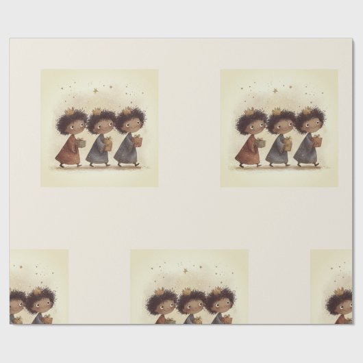 Black Three Wise Men Nativity Wrapping Paper 1 ラッピングペーパー (フラット)