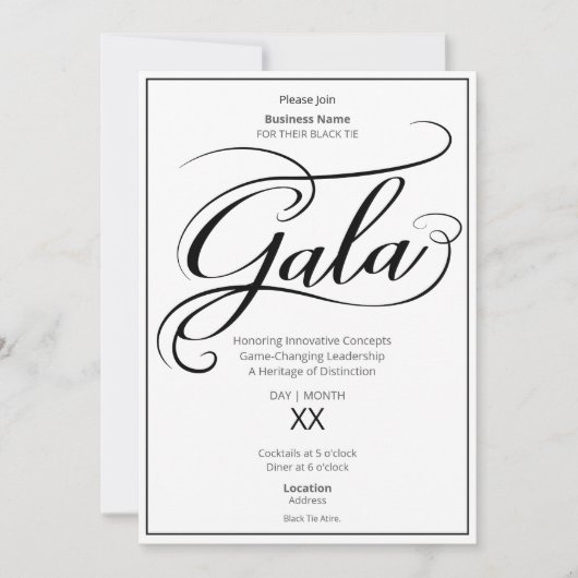 Black Tie Business Gala Invitation 招待状 (正面)