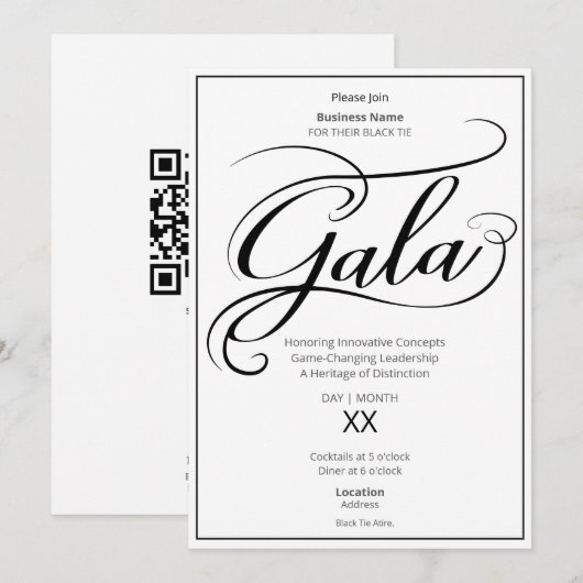 Black Tie Business Gala Invitation 招待状 (正面/裏面)