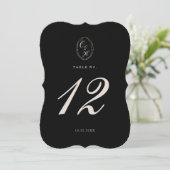 Black Tie Die-Cut Wedding Table Number 招待状 (スタンド正面)