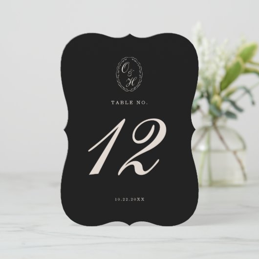 Black Tie Die-Cut Wedding Table Number 招待状 (スタンド正面)