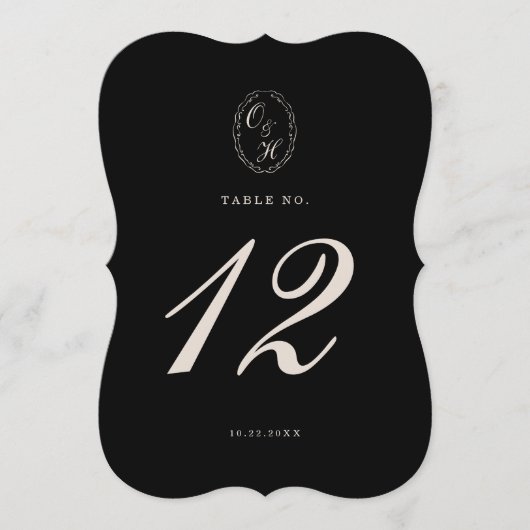 Black Tie Die-Cut Wedding Table Number 招待状 (正面)