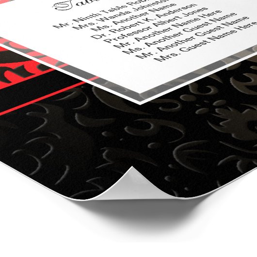 Black Tie Elegant Party 12 Table Seating Chart ポスター (角)