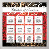 Black Tie Elegant Party 12 Table Seating Chart ポスター (正面)