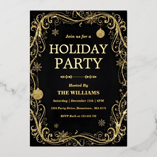 Black Tie Holiday & New Year’s Eve Celebration 箔招待状 (正面)