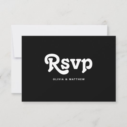 Black Tie Minimalist Wedding | Modern Typography 出欠カード (正面)