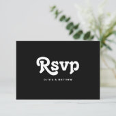 Black Tie Minimalist Wedding | Modern Typography 出欠カード (スタンド正面)