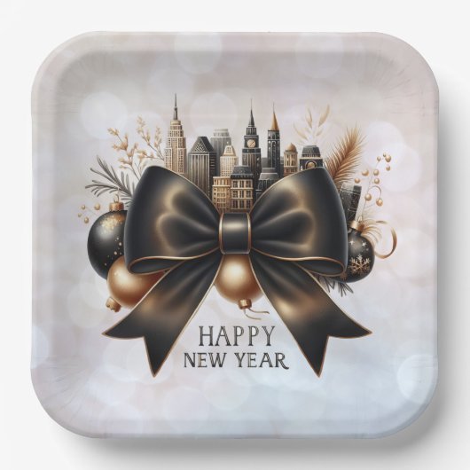 Black Tie New Year with Global Flair ペーパープレート (正面)