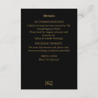 Black Tie Royal Regency wedding エンクロージャーカード