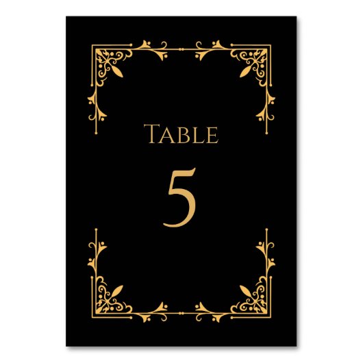 Black Tie Royal Regency Wedding Table Number テーブルナンバー (正面)