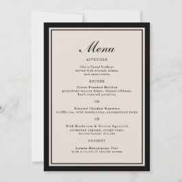Black Tie Wedding Classic Menu Card 招待状