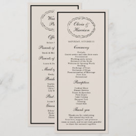 Black Tie Wedding Classic Program Card 招待状