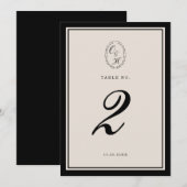 Black Tie Wedding Classic Table Number 招待状 (正面/裏面)