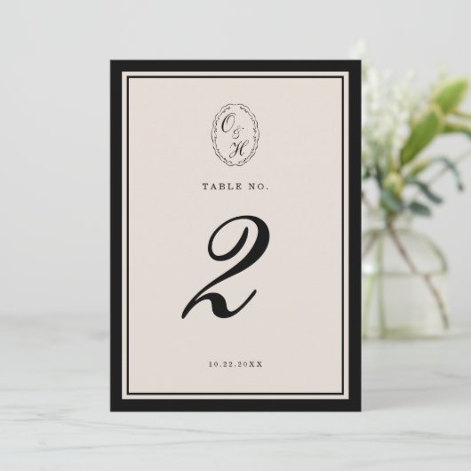 Black Tie Wedding Classic Table Number 招待状 (スタンド正面)