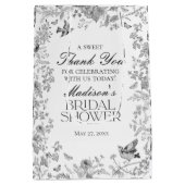 Black Toile De Jouy Bridal Shower Favors ミディアムペーパーバッグ (裏面)