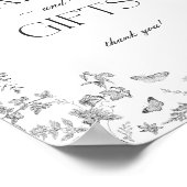 Black Toile De Jouy Floral Cards and Gifts Sign ポスター (角)
