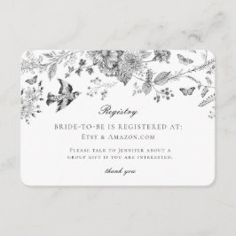 Black Toile Floral Bridal Registry Card Insert エンクロージャーカード