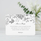 Black Toile Floral Share Recipe Invitation Insert エンクロージャーカード (スタンド正面)