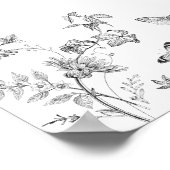 Black Toile Jouy Floral Bridal Shower Welcome Sign ポスター (角)