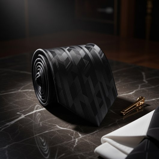 Black Tonal Geometric ネクタイ