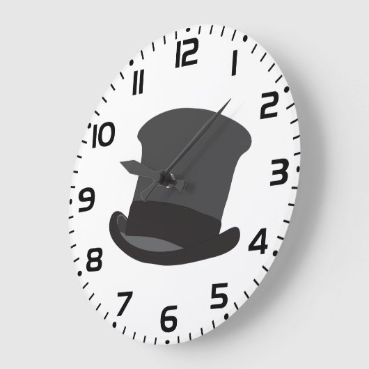 Black Top Hat Classic Steampunk Victorian ラージ壁時計 (傾斜)