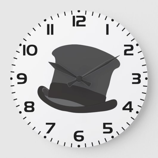 Black Top Hat Classic Steampunk Victorian ラージ壁時計 (正面)