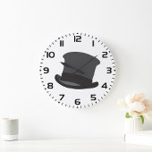 Black Top Hat Classic Steampunk Victorian ラージ壁時計