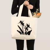 BLACK - Tote bag con  Flor del paraiso en negro ラージトートバッグ (正面(商品))