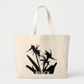 BLACK - Tote bag con  Flor del paraiso en negro ラージトートバッグ (正面)